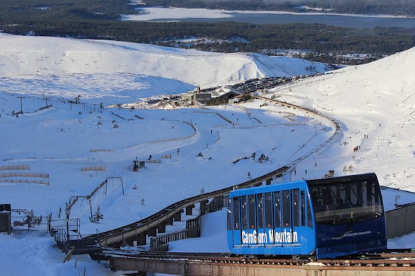 Cairngorm Ski Resort featuring railway items and snow