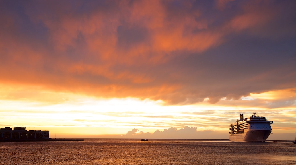 Trieste featuring general coastal views, cruising and a sunset