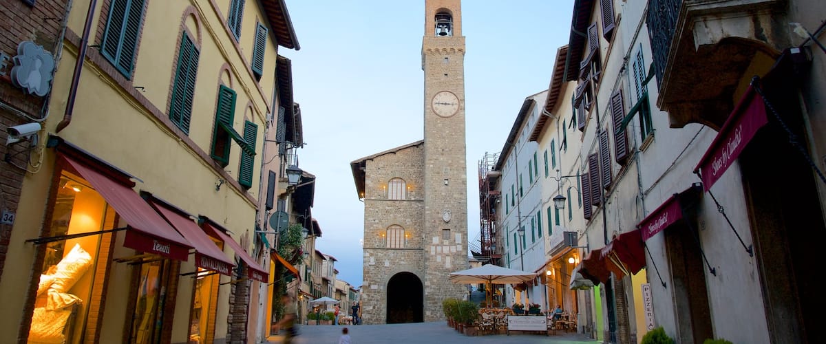 Montalcino featuring heritage architecture and a sunset