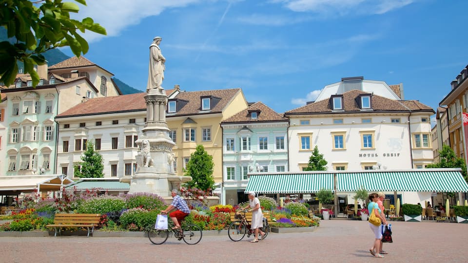 Piazza Walther featuring a square or plaza, a statue or sculpture and cycling