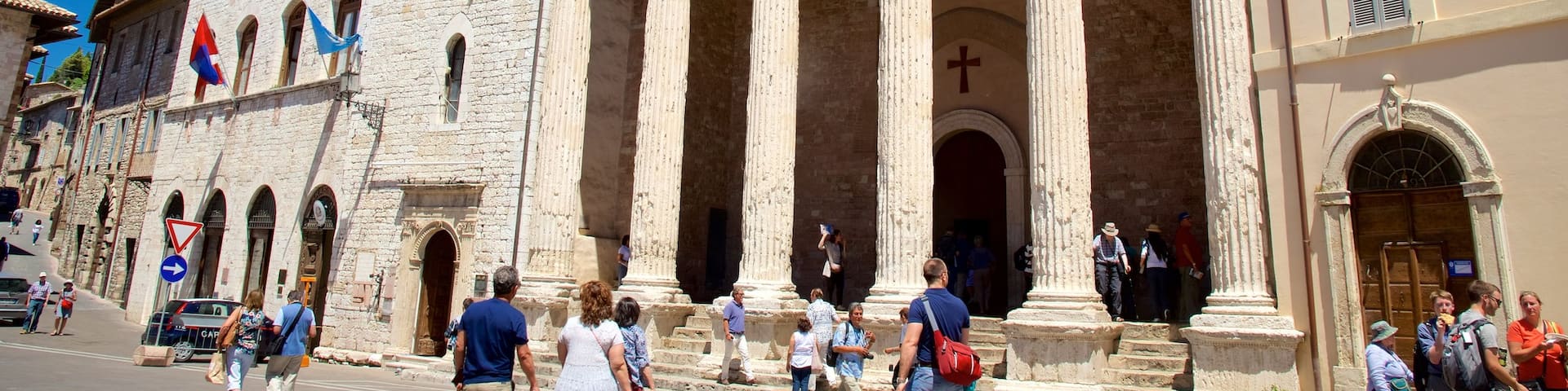Roman Temple of Minerva featuring heritage architecture, street scenes and a church or cathedral