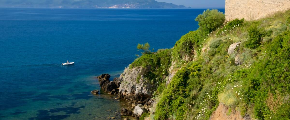 Talamone featuring a coastal town, château or palace and general coastal views