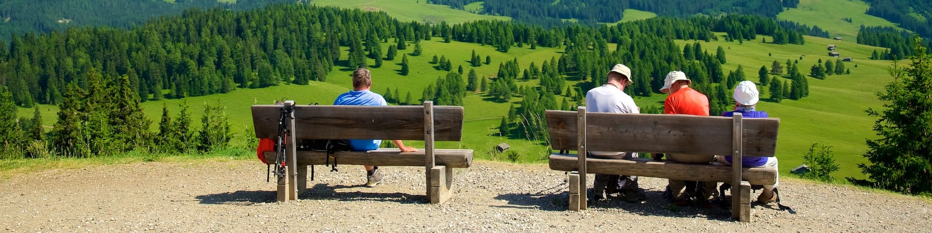 Alpe di Siusi showing tranquil scenes and landscape views as well as a small group of people
