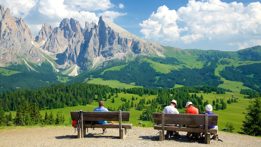 Alpe di Siusi featuring tranquil scenes and landscape views as well as a small group of people