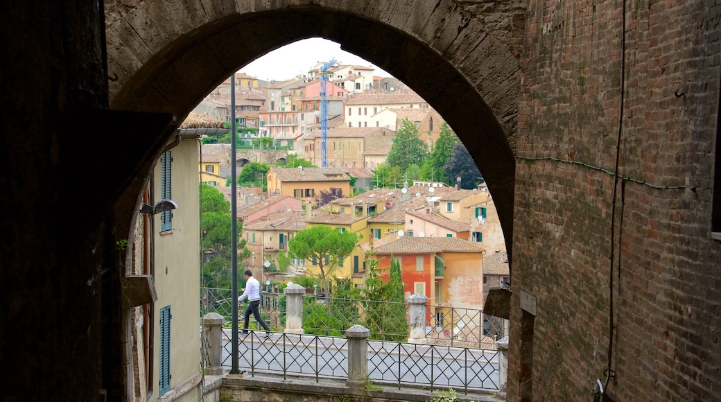 Roman Aqueduct showing a small town or village