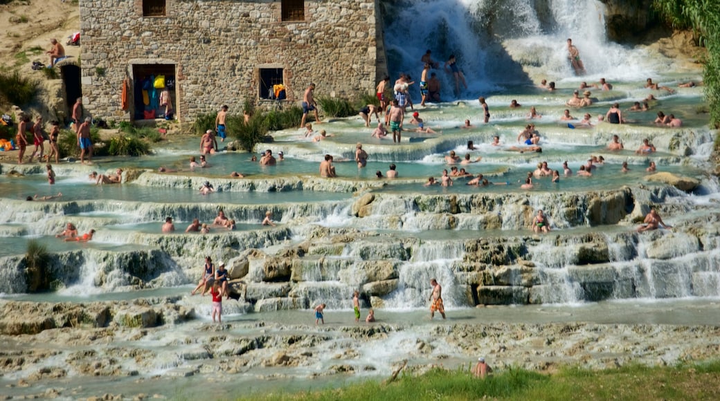 Grosseto showing a hot spring as well as a large group of people