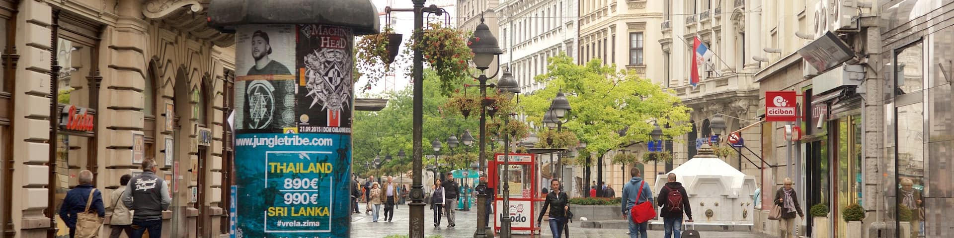 Knez Mihailova Street featuring a city, central business district and street scenes