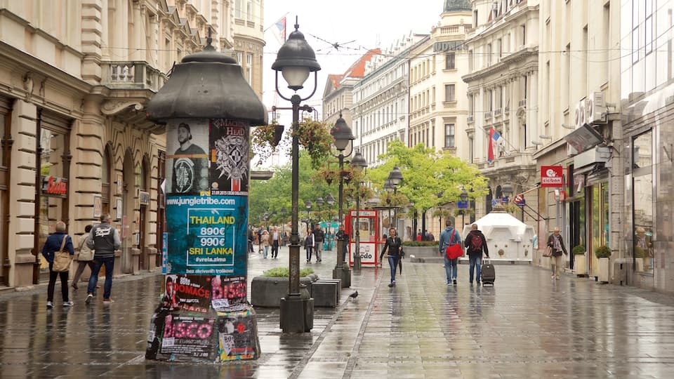 Knez Mihailova Street featuring a city, central business district and street scenes
