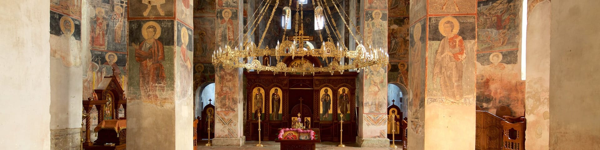 Fruska Gora National Park which includes interior views and a church or cathedral