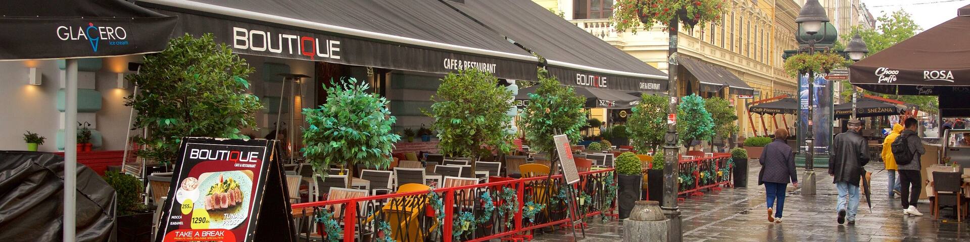 Knez Mihailova Street which includes a city, café scenes and street scenes