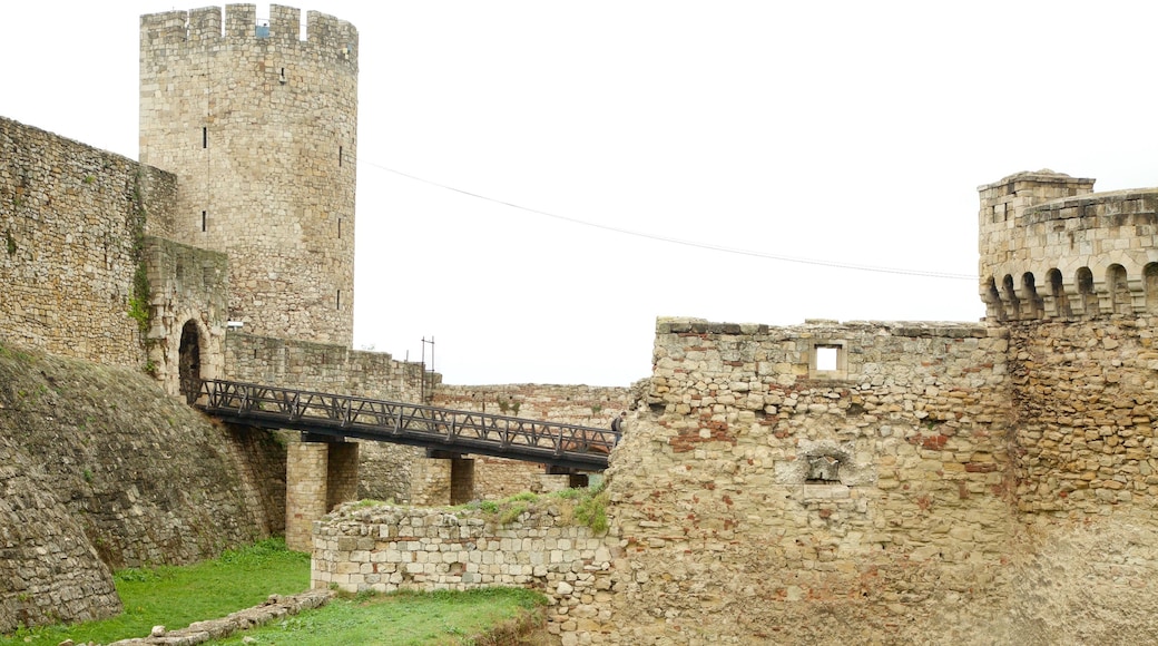 Ciudadela de Kalemegdan ofreciendo una ruina, elementos patrimoniales y un puente