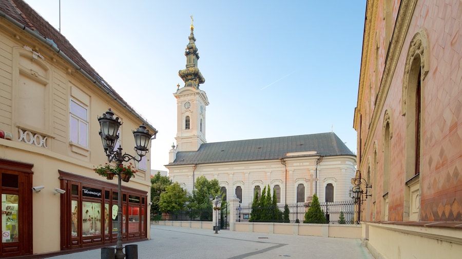 Novi Sad som inkluderar en kyrka eller katedral och historisk arkitektur
