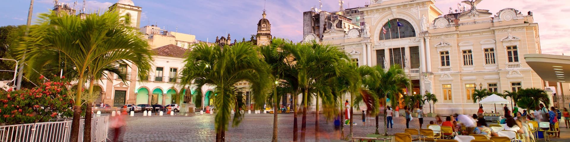 Salvador showing night scenes, street scenes and heritage architecture