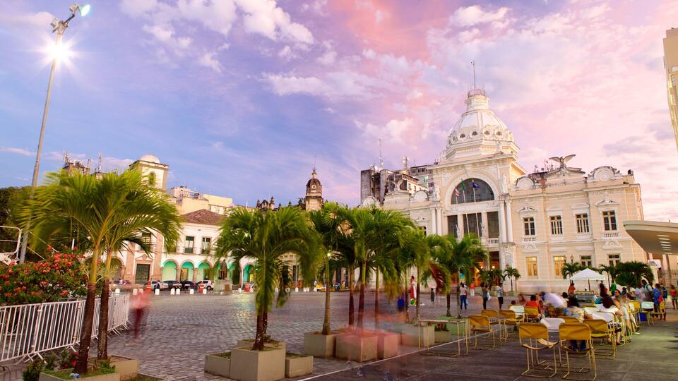 Salvador showing night scenes, street scenes and heritage architecture