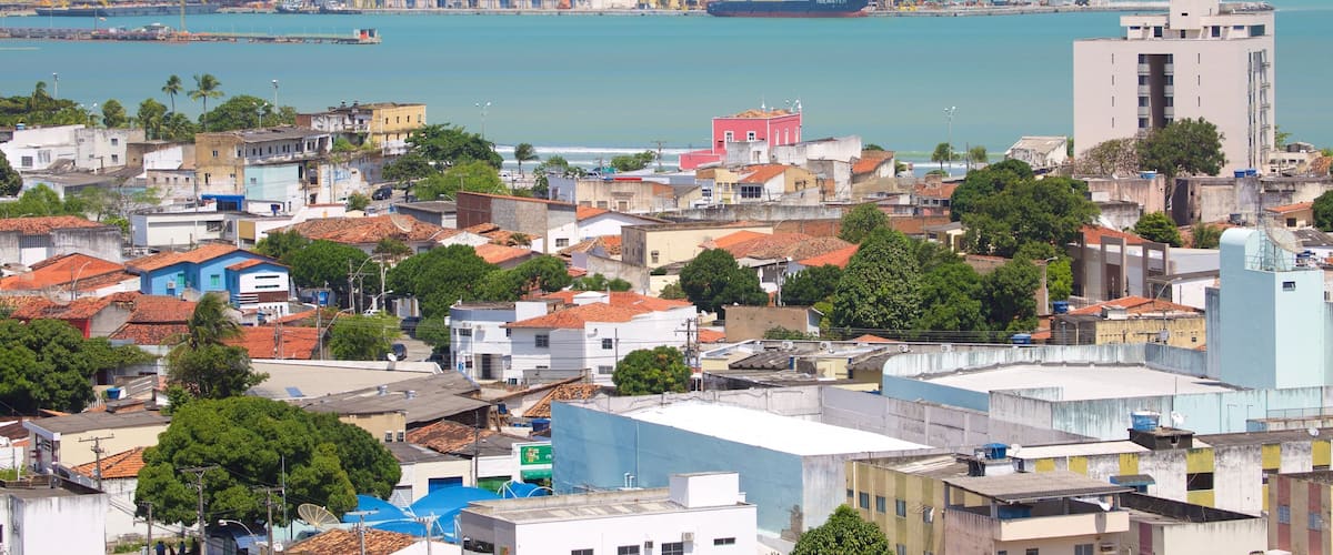 Maceio featuring a coastal town, general coastal views and industrial elements
