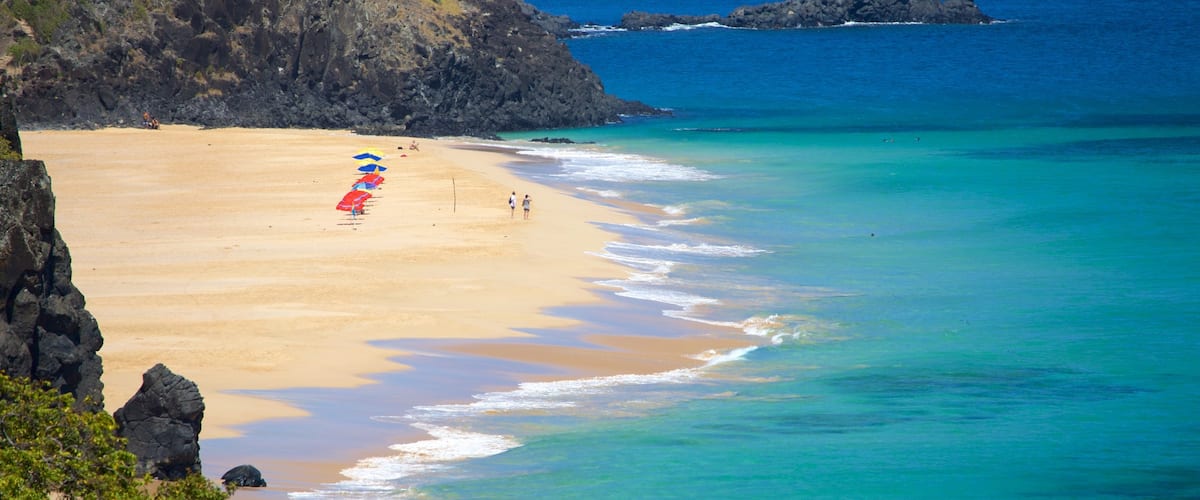 Fernando de Noronha featuring a beach, general coastal views and rugged coastline