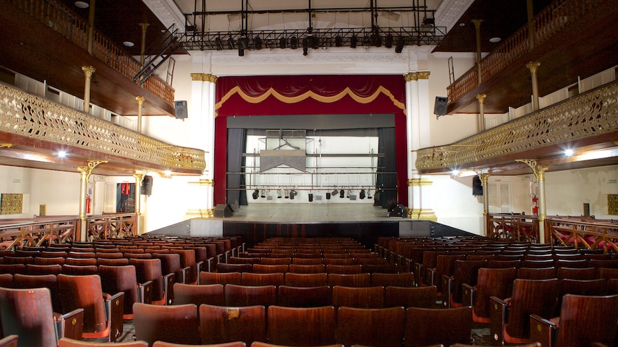 Alberto Maranhao Theater which includes heritage elements, interior views and theatre scenes