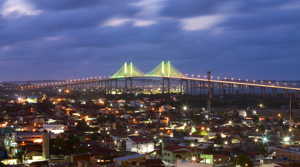 Puente Newton Navarro que incluye escenas nocturnas y un puente