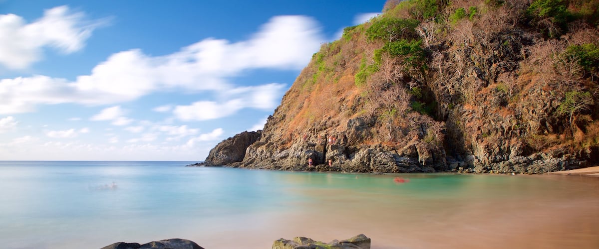 Praia do Cachorro que inclui montanhas e paisagens litorâneas