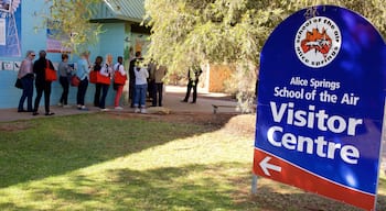 School of the Air which includes signage as well as a small group of people