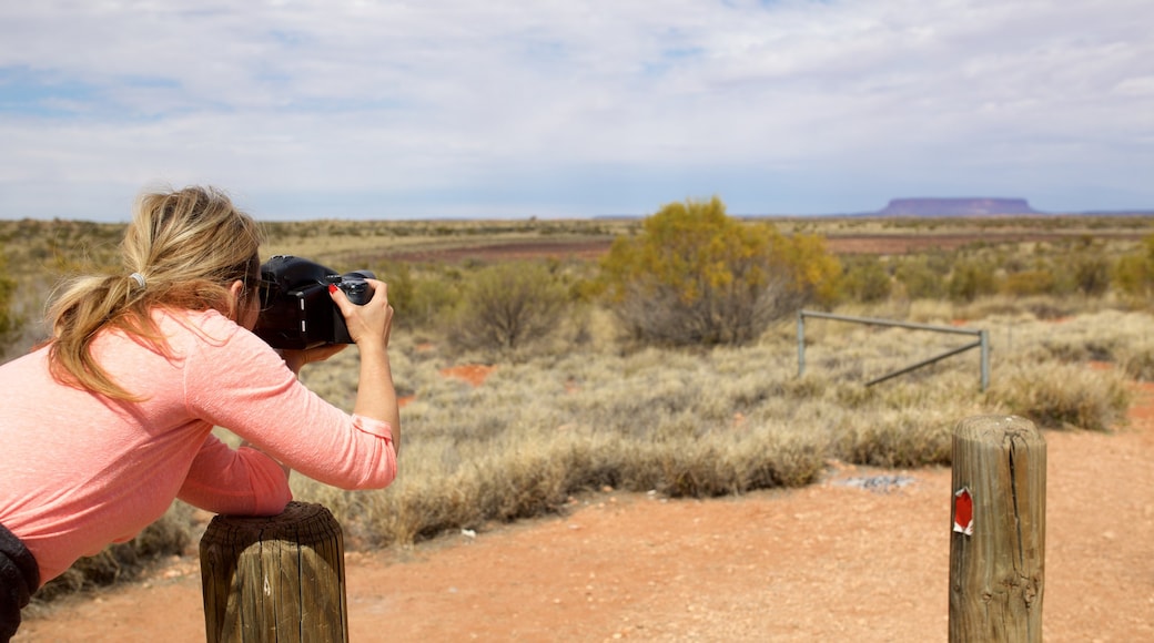 Alice Springs showing desert views as well as an individual femail