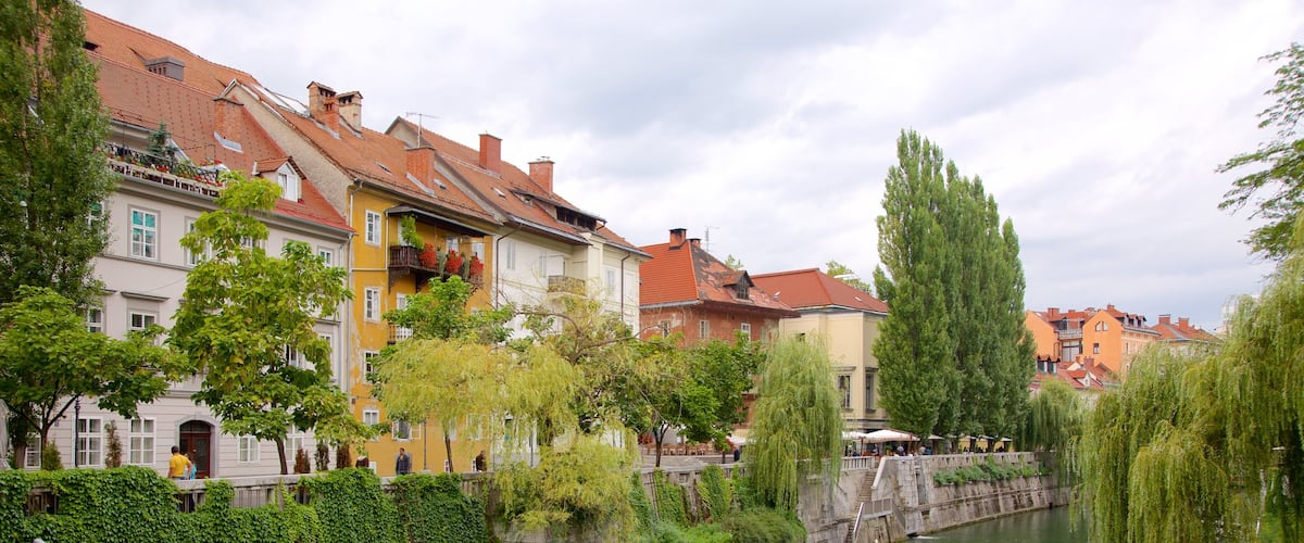 Ljubljana mit einem Fluss oder Bach