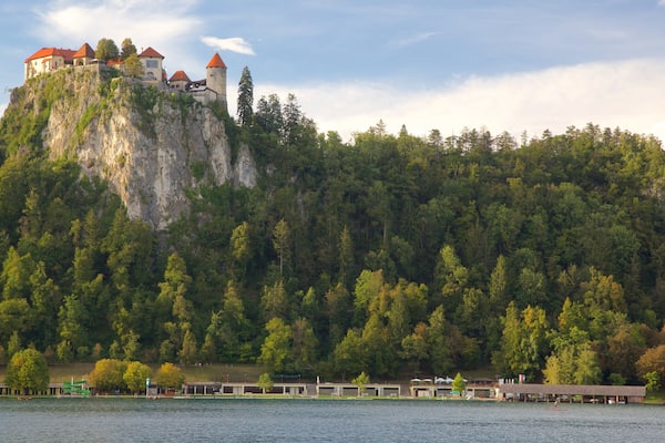 Bled Castle featuring landscape views and a lake or waterhole
