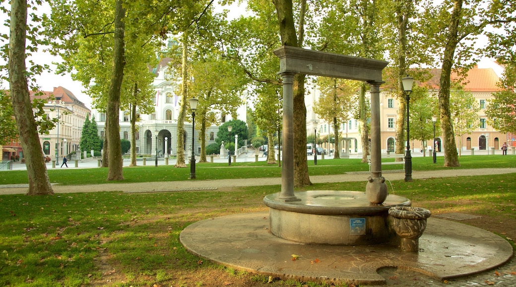 Congress-plein bevat een park en een fontein