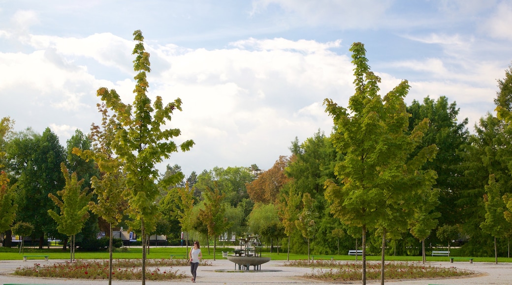 Ljubljana featuring a park as well as an individual female