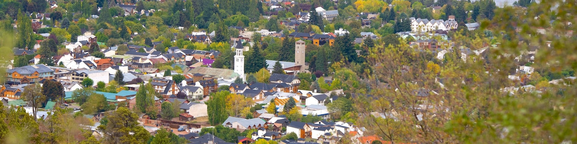 Patagonia Region which includes a lake or waterhole and a coastal town