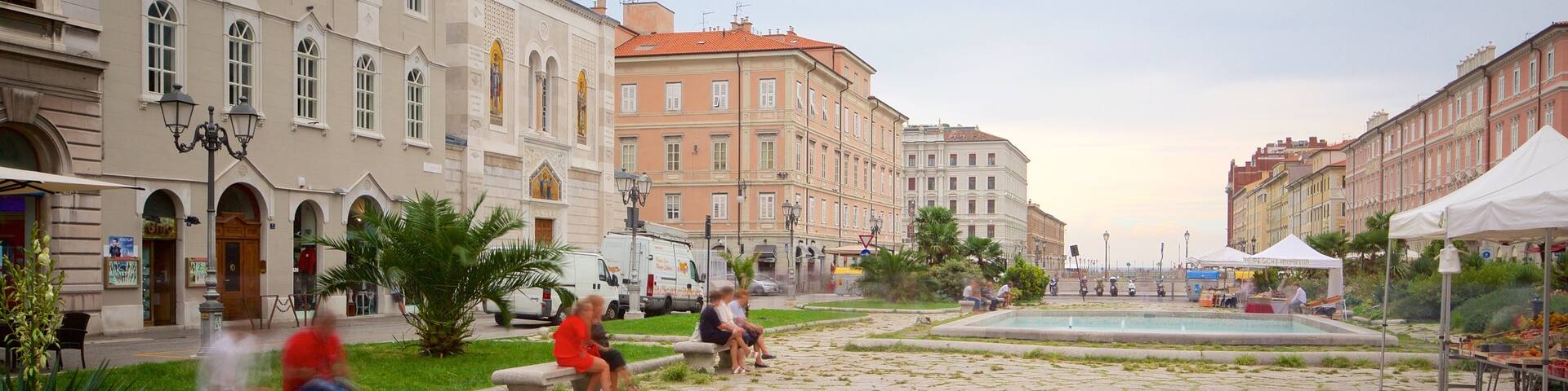 Trieste showing a square or plaza and a church or cathedral