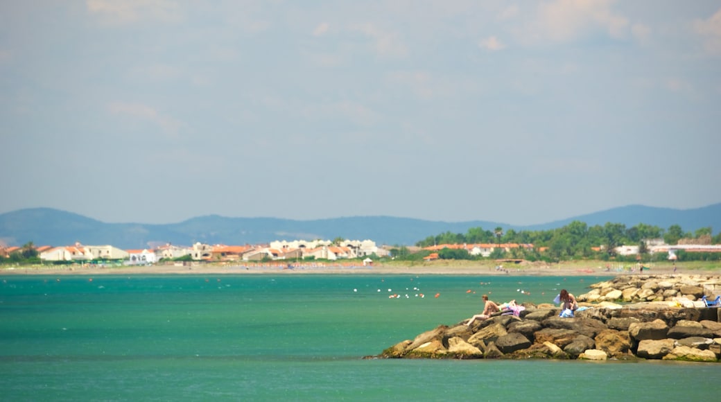 Tarquinia showing a beach and a coastal town