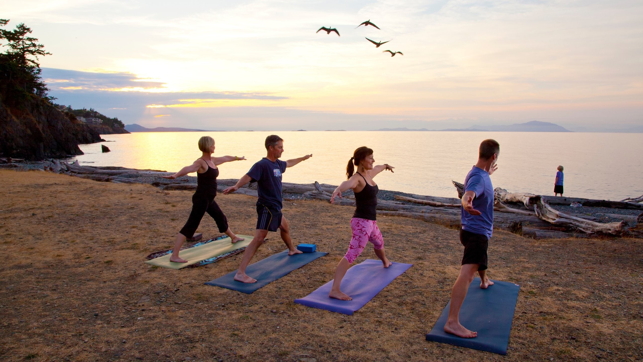 Nanaimo showing a sandy beach, a sunset and a day spa