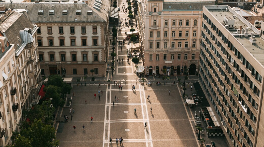 Szechenyi Istvan Square showing a city and a square or plaza