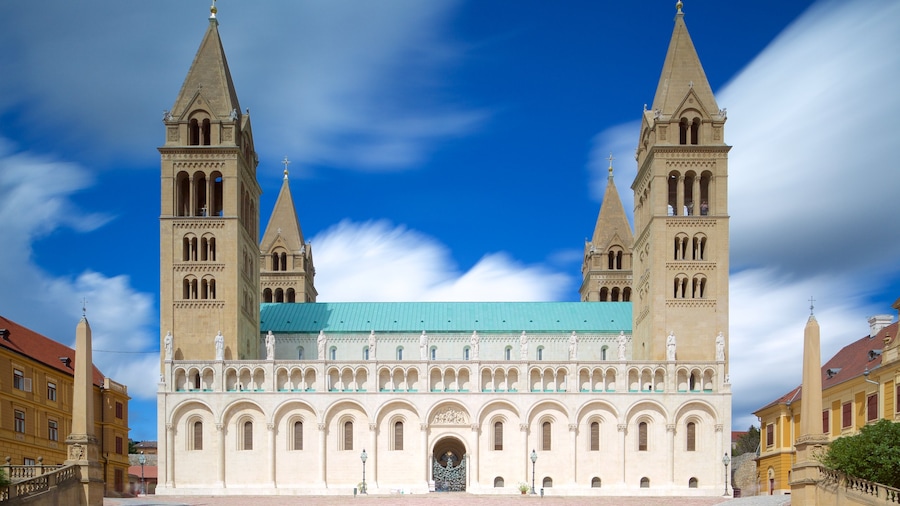 Pecs featuring heritage architecture and a church or cathedral