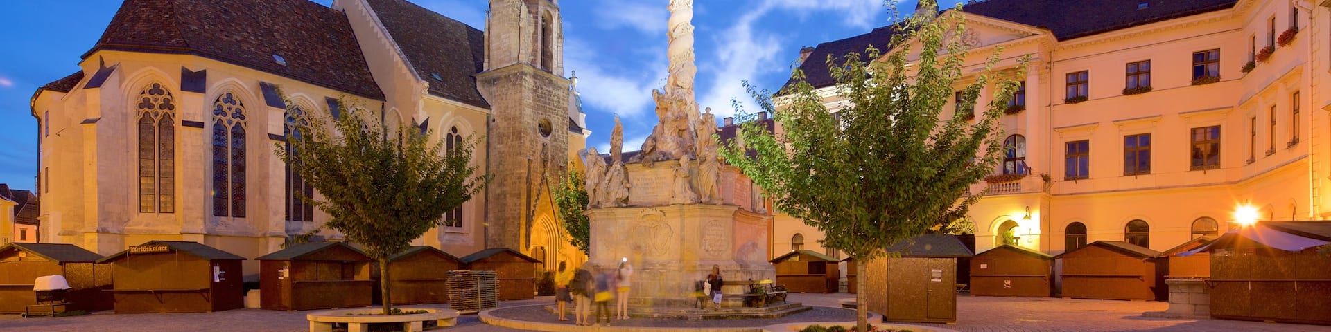 Sopron featuring heritage architecture, a monument and a square or plaza