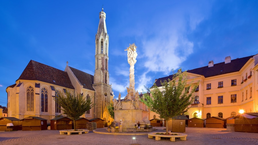 Sopron featuring heritage architecture, a monument and a square or plaza