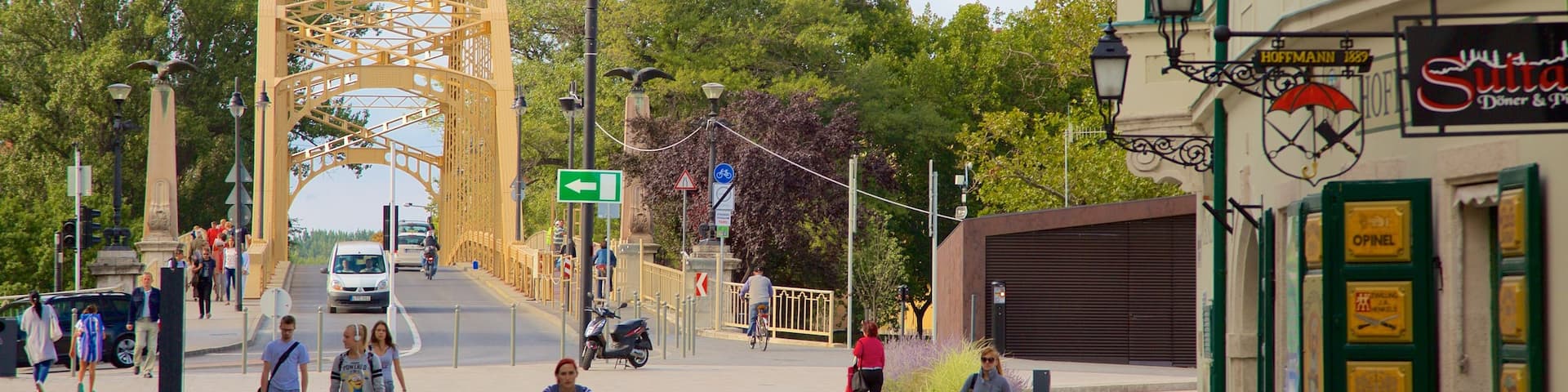 Gyor mettant en vedette pont, vélo et scÚnes de rue