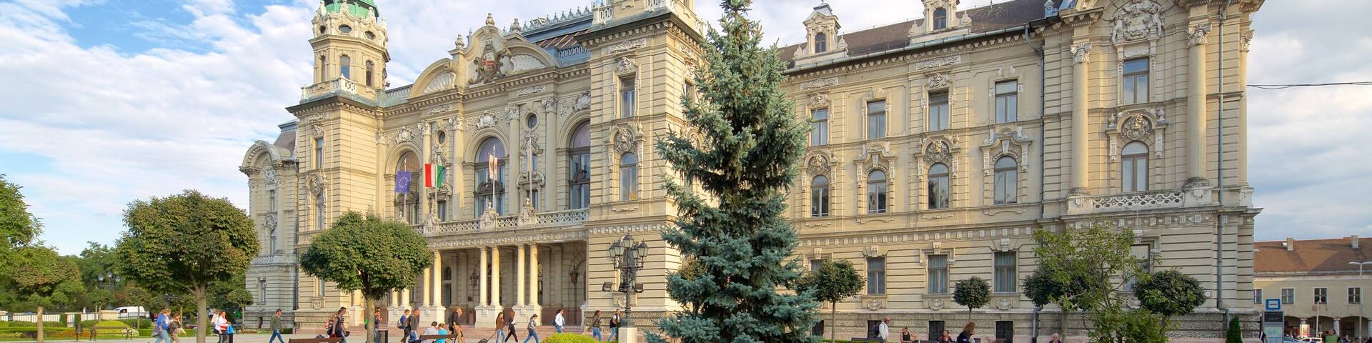 Gyor which includes an administrative buidling, heritage architecture and a garden