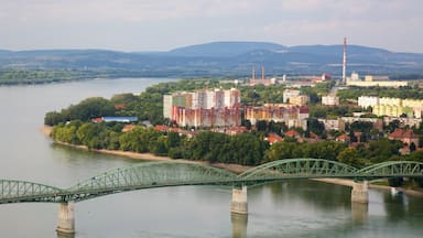 Esztergom featuring a bridge, industrial elements and a river or creek