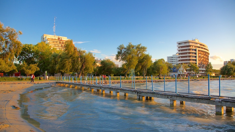Golden Shore which includes views and a beach