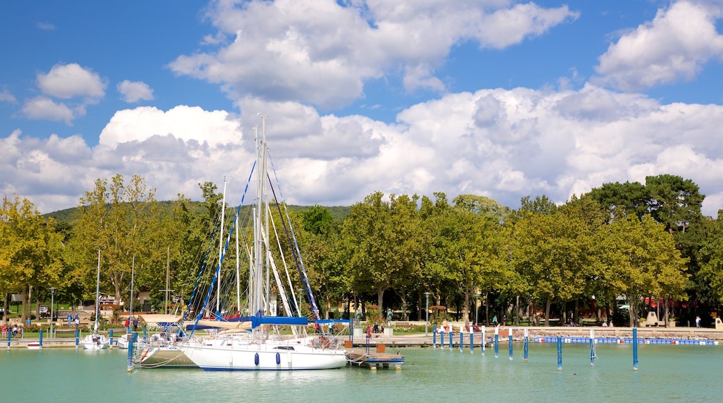 Balatonfured featuring a lake or waterhole and a bay or harbour