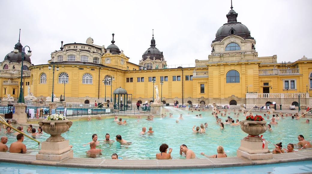 Széchenyi-Heilbad welches beinhaltet Wellness und Spa, historische Architektur und Pool