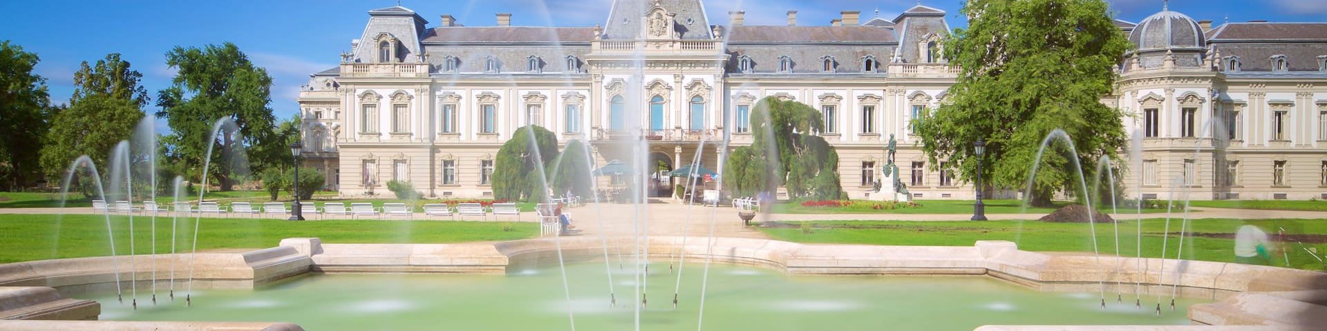 Festetics Palace which includes a castle, a fountain and heritage architecture
