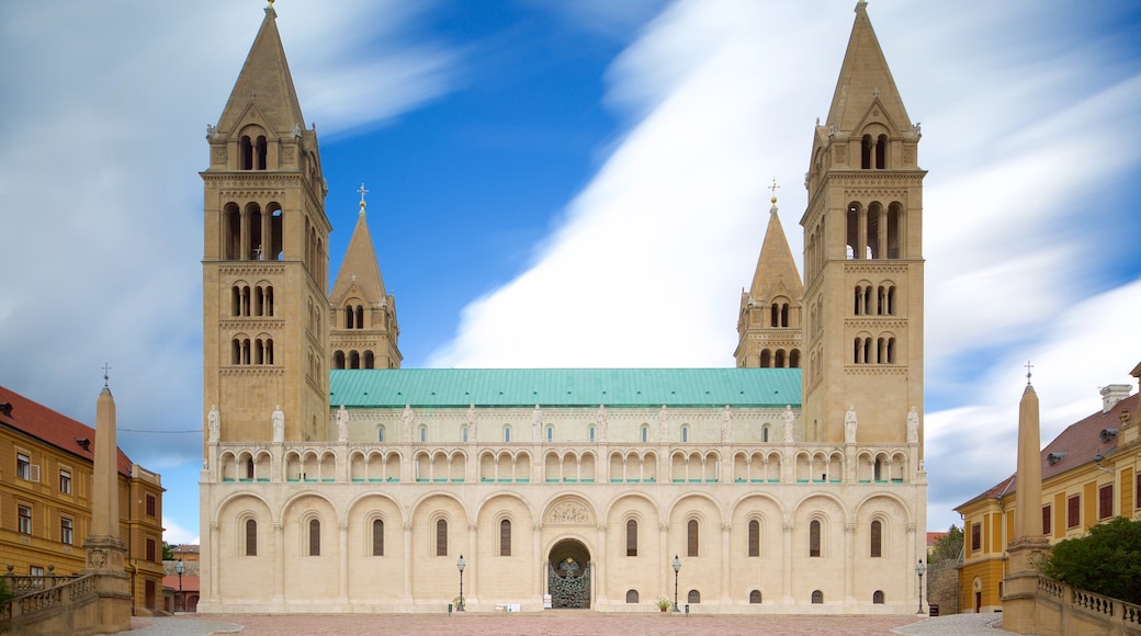 Pecs Cathedral showing a church or cathedral and heritage architecture