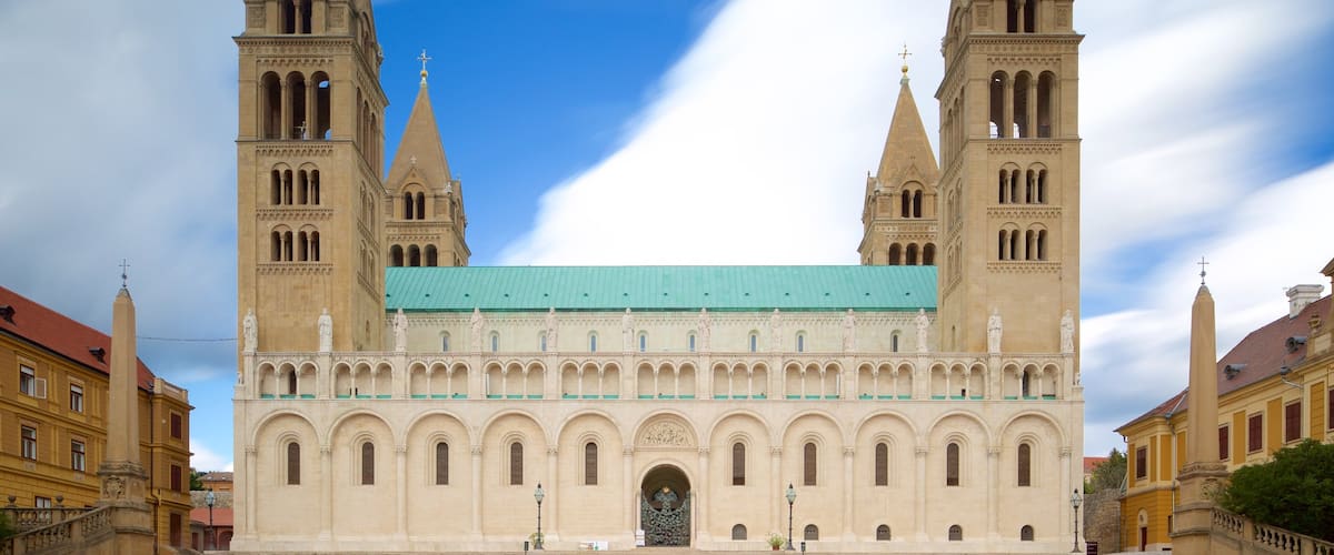 Pecs Cathedral which includes a church or cathedral and heritage architecture