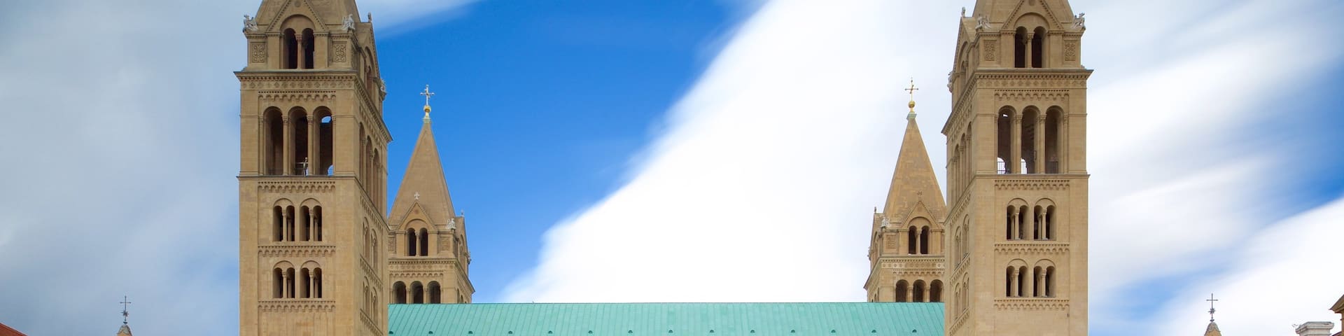 Pecs Cathedral which includes a church or cathedral and heritage architecture