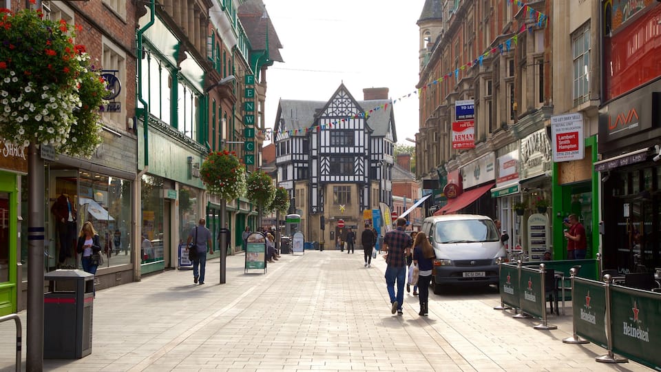 Leicestershire som inkluderar gatuliv och en stad