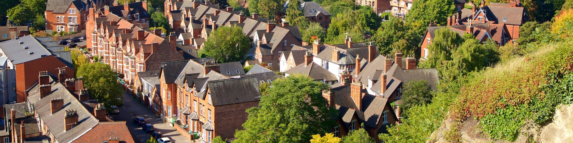 Nottingham mit einem Kleinstadt oder Dorf