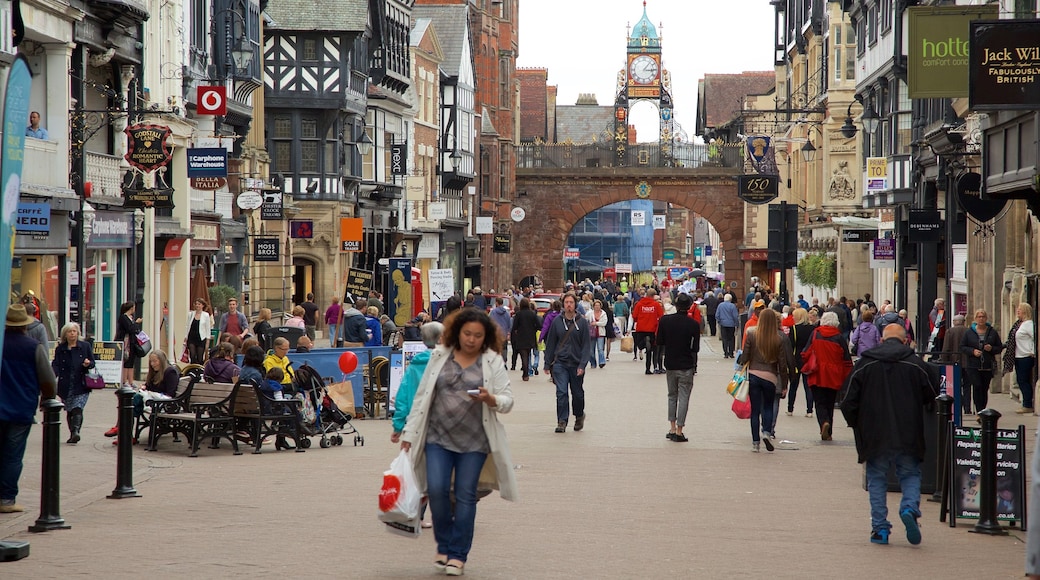 Chester toont een stad, markten en straten